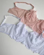 gentle-pink-and-white-lace-bustier-bras-without-foam-with-bows-D-cup