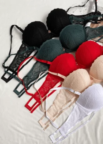green-beige-black-white-and-red-lace-balconette-bras-with-push-up-and-belts