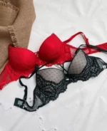 black-and-red-polka-dot-bras-with-beautiful-lace-on-the-lower-part-and-belts-and-gentle-mesh