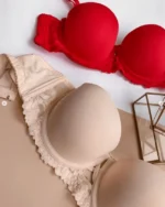 smooth-red-and-beige-balconette-bras-with-lace-on-the-lower-part and-push-up