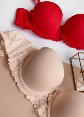 smooth-red-and-beige-balconette-bras-with-lace-on-the-lower-part and-push-up