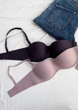 smooth-seamless-powdery-and-black-balconette-bras-without-push-up-with-jeans-nearby