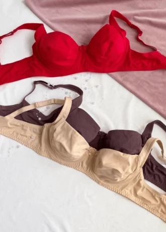 modern-and-smooth-red-plum-and-beige-balconette-bras-without-foam-and-with-bows-and-wide-straps