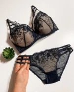 tempting-black-and-beige-set-of-a-bra-and-panties-with-gentle-flower-pattern-mesh-and-belts