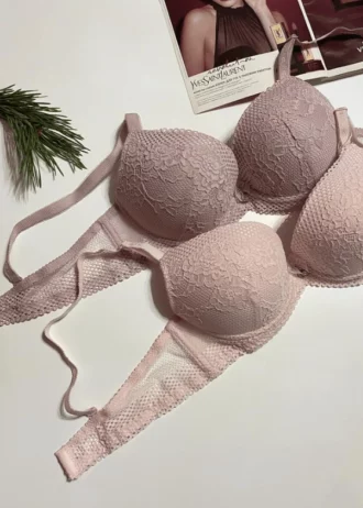 soft-cocoa-and-powdery-lace-classic-bras-with-a-branch-without-push-up-with-mesh