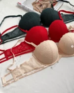 green-beige-and-red-lace-balconette-bras-with-push-up-and-belts