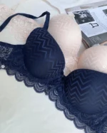 dark-blue-and-beige-classic-bras-with-triangle-pattern-on-the-cups-with-thin-foam-and-lace-on-the-lower-part