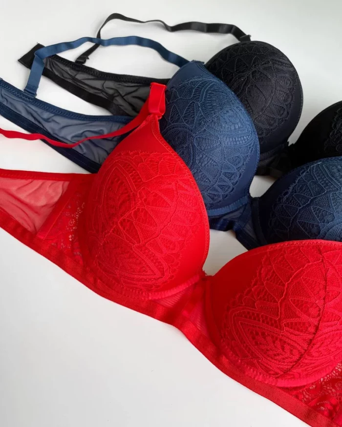 black-blue-and-red-lace-classic-bras-with-thin-foam-and-mesh-C-cups