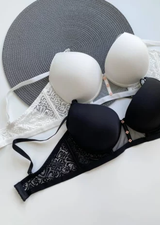 beautiful-black-and-white-smooth-bustier-bras-with-flower-pattern-C-cups