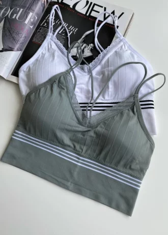 long light green and white sport tops with thin straps