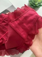 the inner side of a cute burgundy panties with fiber, lace and mesh L-2XL