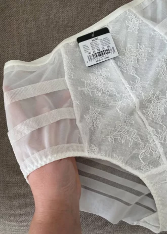 interesting white high-waisted panties with geometric pattern