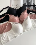 beautiful black powdery and white lace bustier bras with thin foam for D and E cups