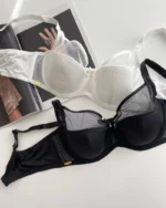 luxurious smooth black and white bras with thin foam and D cups with mesh Lanny Mode